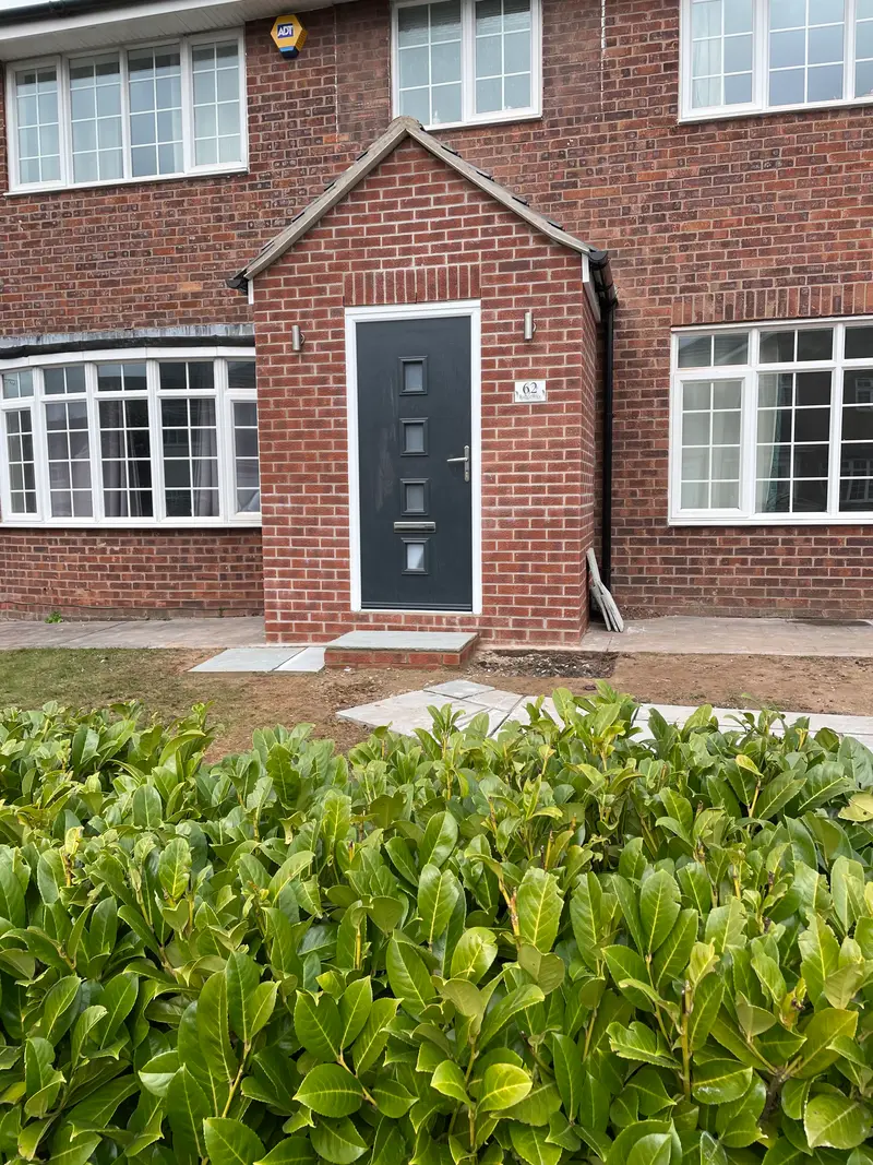 New brick porch built onto a house